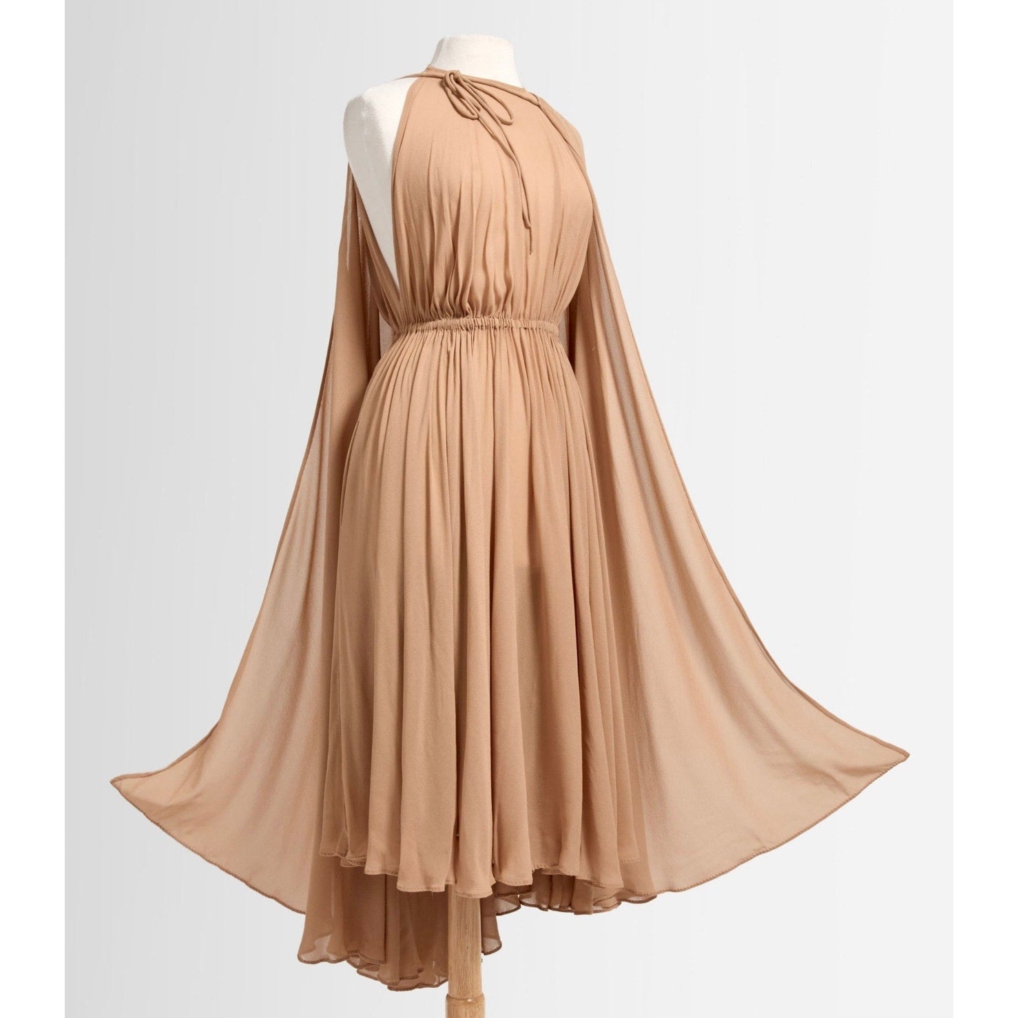 1975 Halston Silk Halter Dress and Cape - Le Look