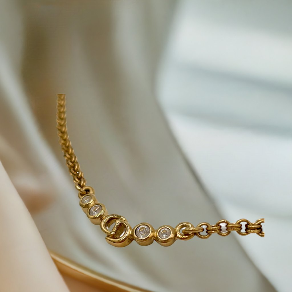Dior Vintage Gold CD Logo Necklace - Le Look