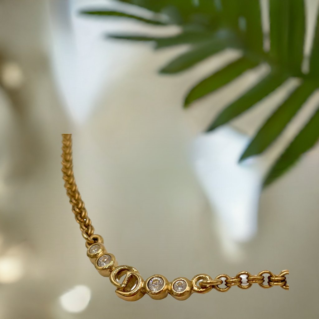 Dior Vintage Gold CD Logo Necklace - Le Look