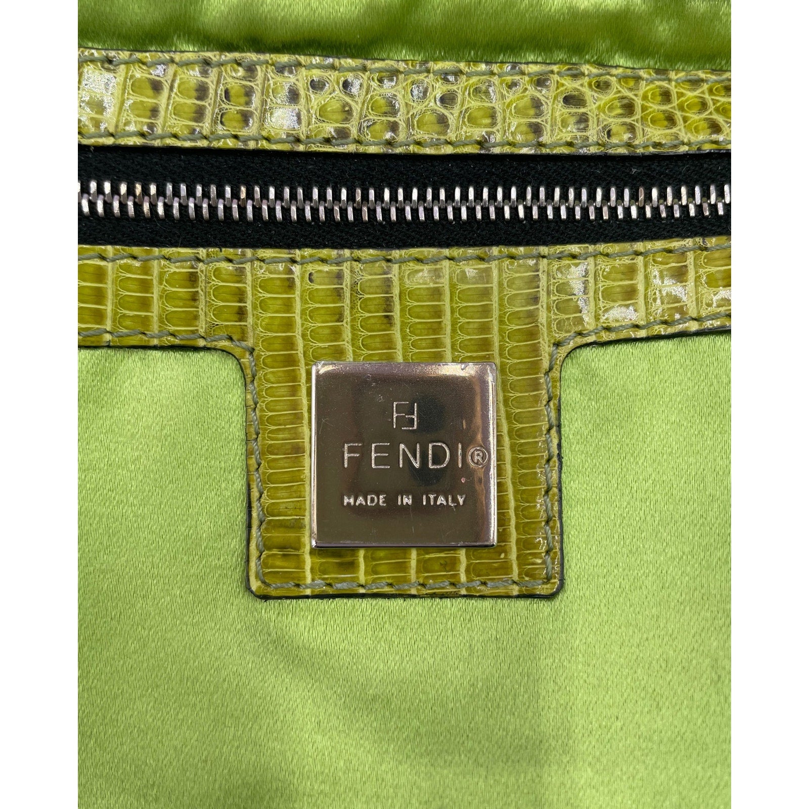 Rare Fendi Baguette Beaded Zucca Canvas and Lizard - Le Look