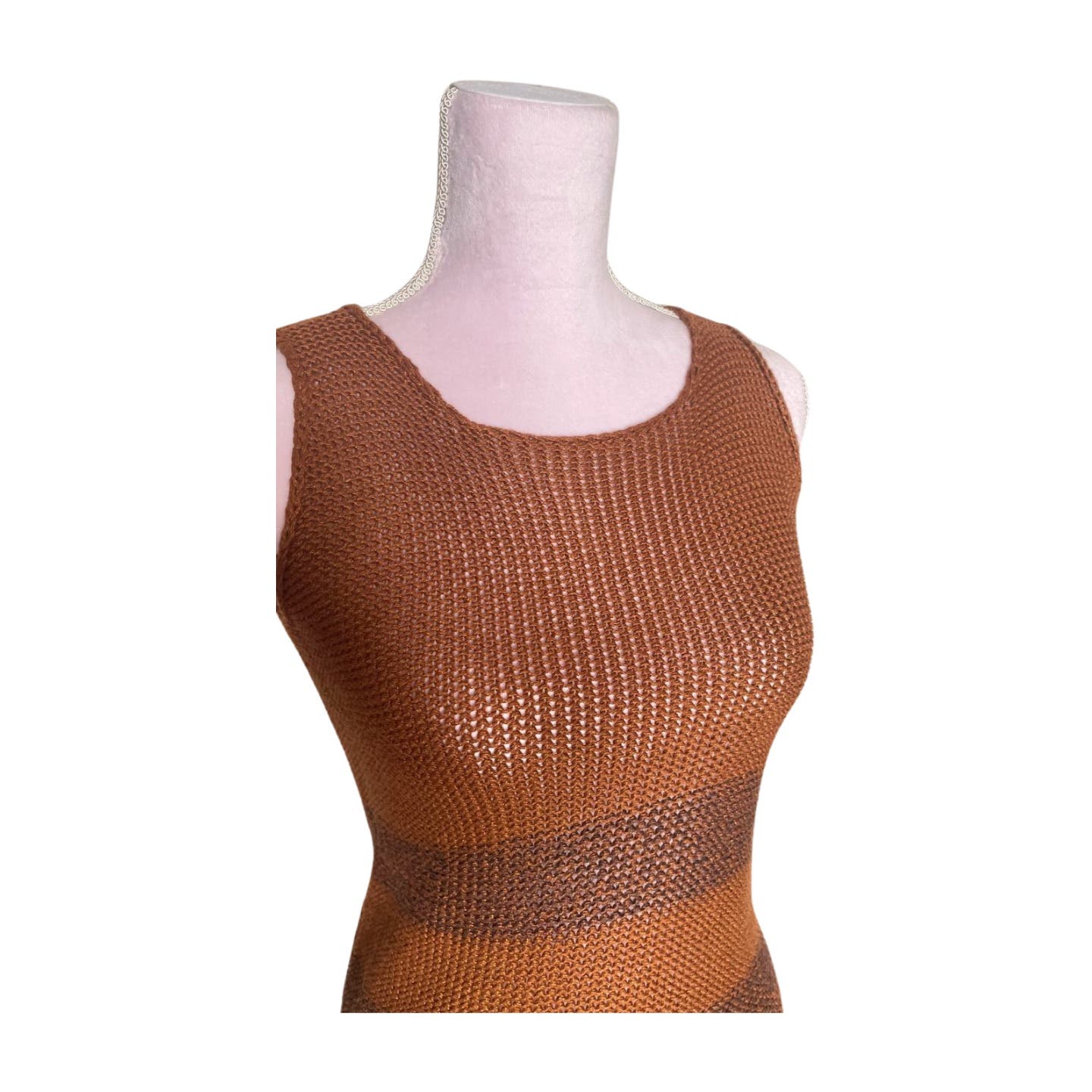 Vintage Max Mara Brown Stripe Sweater Tank - Le Look