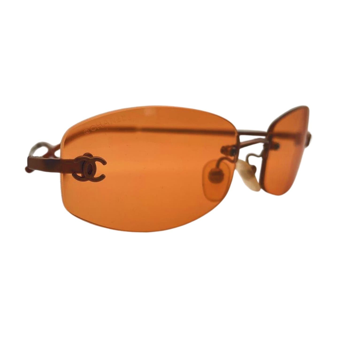 Chanel Brown Orange Metal Sunglasses - Le Look