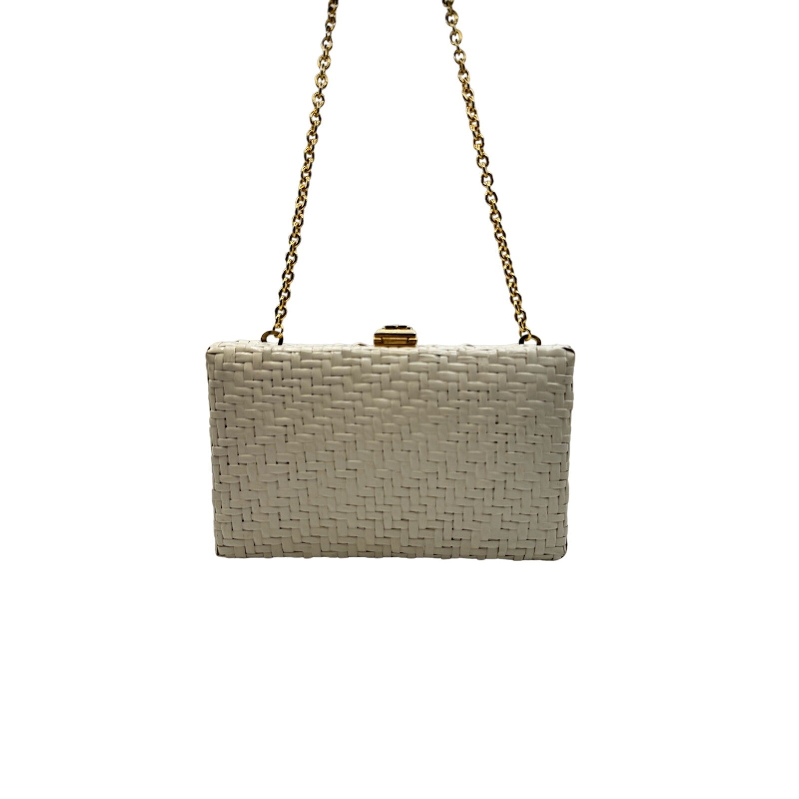 Courreges White Rattan Gold Studded Bag - Le Look