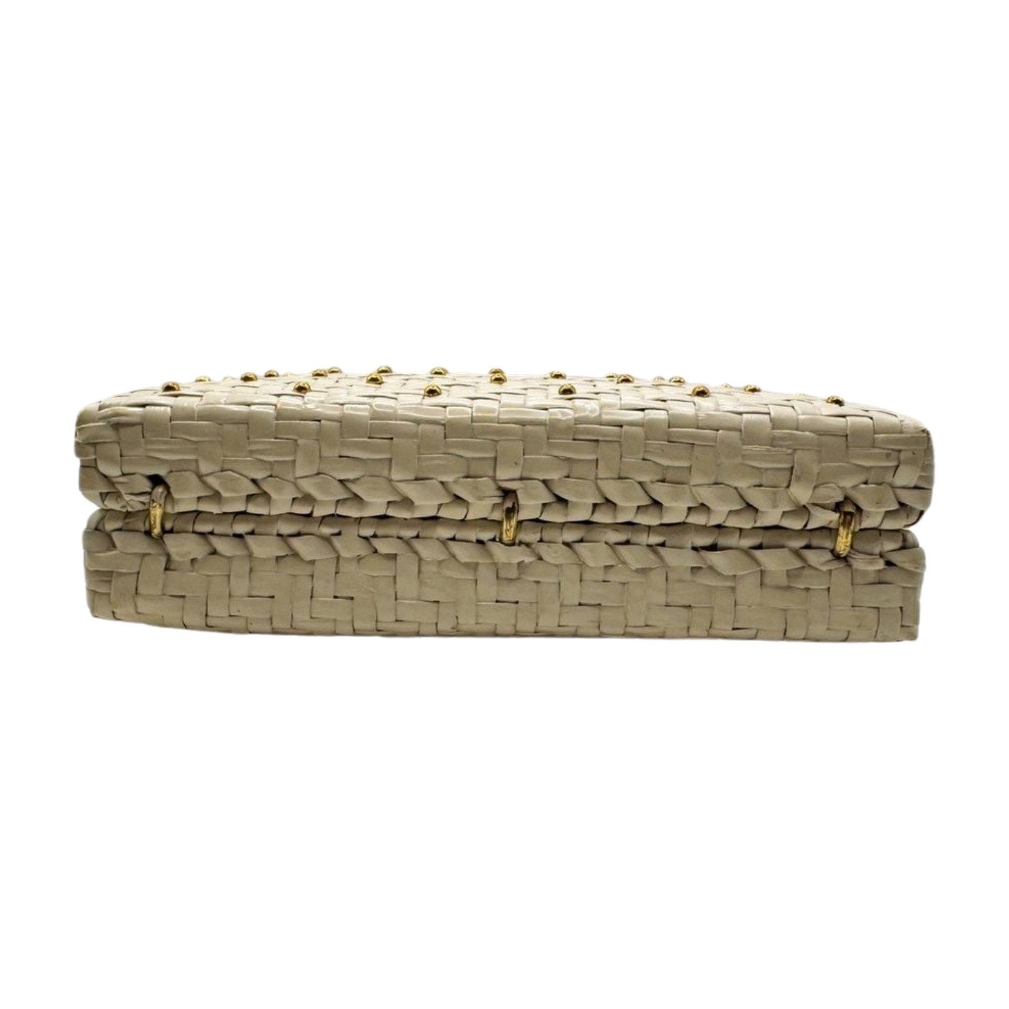 Courreges White Rattan Gold Studded Bag - Le Look