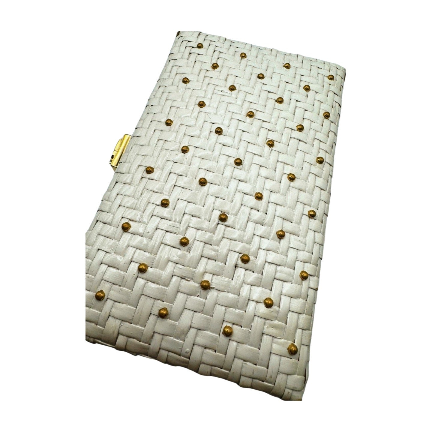 Courreges White Rattan Gold Studded Bag - Le Look