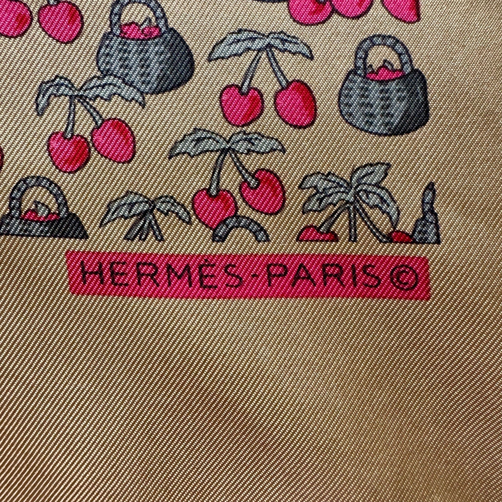 Hermes Cherry Print Silk Scarf - Le Look