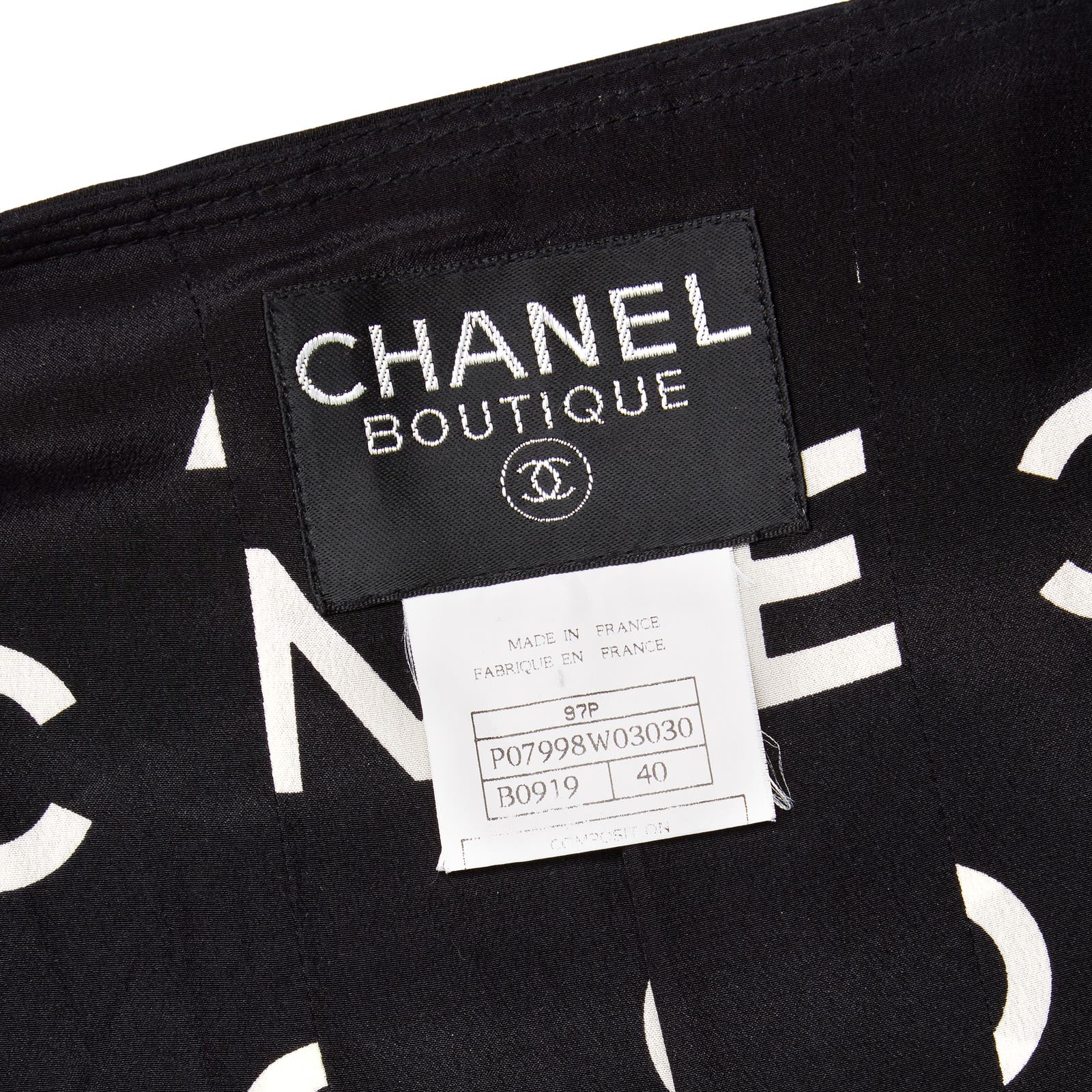 Vintage Chanel 1997 Runway Alpha Logo Coco Print Slip Dress and Jacket Set - Le Look