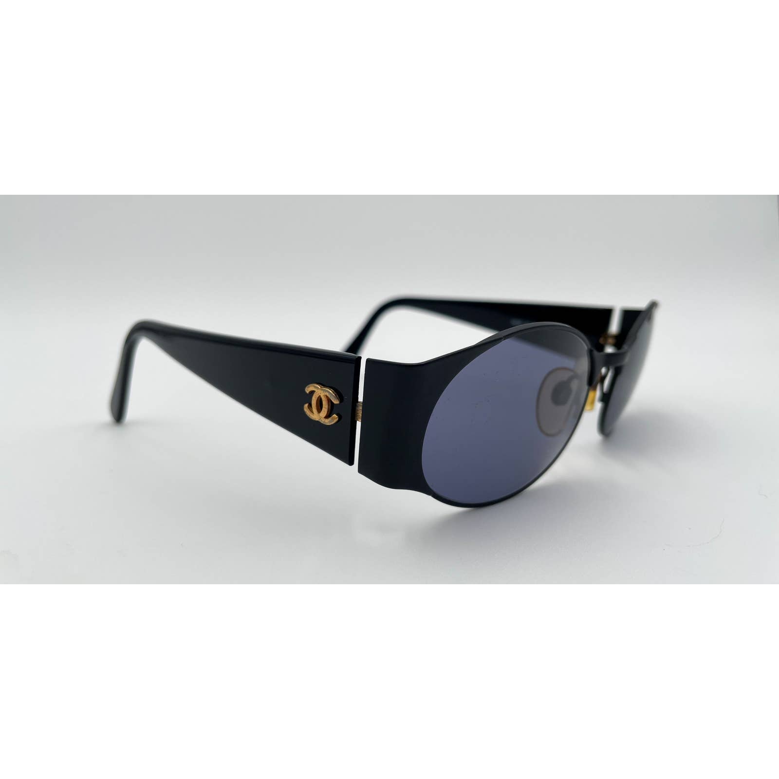 Chanel Black Oval 90s Sunglasses - Le Look